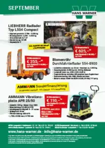 Angebote Hans Warner Baumaschine - September 2025