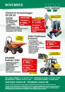 Hans Warner Angebote Baumaschine - November 2025